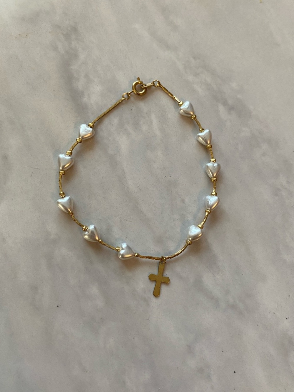 Pearled Heart bracelet with cross